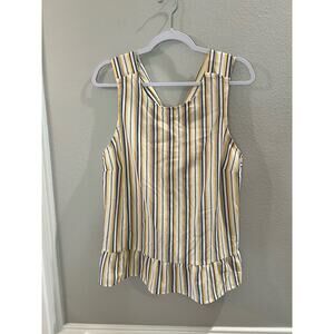 Andree by Unit Women's Sleeveless Yellow Denim Striped Tank Top Blouse Size M